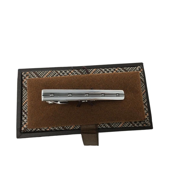 Pronto Uomo Men's Tie Bar, Silver & Black - 8U7A 80020 - Picture 1 of 6